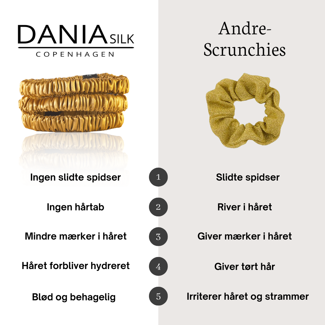 Silke Scrunchies | Guld | 3 stk. - Dania-silk